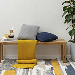 Плед из хлопка жемчужной вязки горчичного цвета Waffle Comfort варинант исполнения - 5 | Loft Concept в Сочи