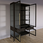 Витрина Primo со стеклянными фасадами и 2 ящиками Темный орех варинант исполнения - 6 | Loft Concept в Сочи