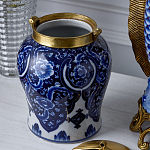 Ваза с насыщенным синим орнаментом и золотой крышкой Blue & White Ornament  варинант исполнения - 4 | Loft Concept в Сочи