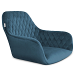 Стул с мягкой синей обивкой из велюра и подъемно-поворотным механизмом на черных колесиках Harper Blue варинант исполнения - 2 | Loft Concept в Сочи