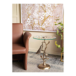 Столик с круглой стеклянной столешницей и корпусом в виде двух павлинов на ветке Table Two Peacocks варинант исполнения - 7 | Loft Concept в Сочи