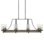 Люстра подвесная с восемью прозрачными стеклянными цилиндрическими плафонами в стиле лофт Feiss варинант исполнения - 1 | Loft Concept в Сочи