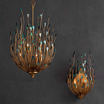 Бра настенное золотое с декором из бирюзовых элементов Peacock Tail варинант исполнения - 4 | Loft Concept в Сочи