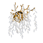 Бра золотого цвета с ветвями и белыми овальными стеклянными подвесками Droplet Chandelier варинант исполнения - 1 | Loft Concept в Сочи