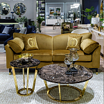 Стол журнальный коричневый на золотом основании Symphony of the Earth варинант исполнения - 3 | Loft Concept в Сочи