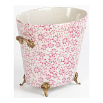 Кашпо из белого фарфора с розовым цветочным орнаментом Eden Garden варинант исполнения - 2 | Loft Concept в Сочи