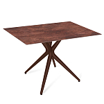 Стол обеденный с коричневой прямоугольной столешницей из керамики на четырех пластиковых ножках Brown Ceramics варинант исполнения - 1 | Loft Concept в Сочи