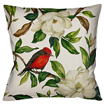 Декоративная подушка бежевая с изображением птиц и цветов Blooming Birds варинант исполнения - 1 | Loft Concept в Сочи