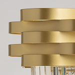 Люстра цвета матового золота с металлическими лентами и длинными прозрачными подвесками Gilded Waves варинант исполнения - 7 | Loft Concept в Сочи