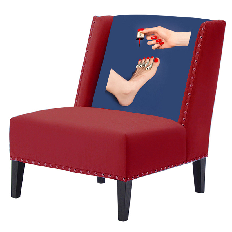 FUN Armchair "Pedicure" Red Дизайнерское кресло с цветным принтом Бургундский красный Сапфирово-синий в Сочи | Loft Concept 