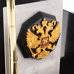 Настольный письменный набор из мрамора и змеевика с гербом России Marble Accessory варинант исполнения - 3 | Loft Concept в Сочи