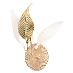 Бра с декоративными белыми и золотыми листьями на текстурном основании Wintery flovers варинант исполнения - 3 | Loft Concept в Сочи