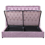 Кровать двуспальная фиолетовая с основанием из массива дерева с мягким изголовьем Velour Beds варинант исполнения - 3 | Loft Concept в Сочи