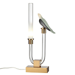 Настольная лампа с прозрачной трубкой и декоративной фигуркой птицы на бронзовой подставке Ganthea варинант исполнения - 2 | Loft Concept в Сочи