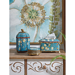 Салфетница прямоугольная голубого цвета с цветами и бабочками Blue Garden варинант исполнения - 2 | Loft Concept в Сочи