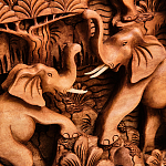 Панно из дерева пять слонов Panel With Animals варинант исполнения - 4 | Loft Concept в Сочи