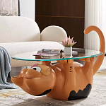 Дизайнерский журнальный стол с основанием в виде кота Bivan варинант исполнения - 1 | Loft Concept в Сочи