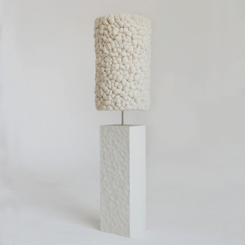 Торшер белый с вязаным абажуром Woolen Floor Lamp Белый Торшер белый с вязаным абажуром Woolen Floor Lamp Белый в Сочи | Loft Concept