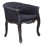 Кресло низкое в стиле прованс Черный Лен Louis French Armchair  варинант исполнения - 1 | Loft Concept в Сочи