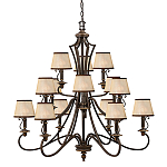 Люстра бронзового цвета с бежевыми абажурами из органзы в классическом стиле Hinkley варинант исполнения - 1 | Loft Concept в Сочи