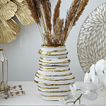 Ваза белая с рельефной поверхностью и золотыми полосами Vase Beehive варинант исполнения - 5 | Loft Concept в Сочи