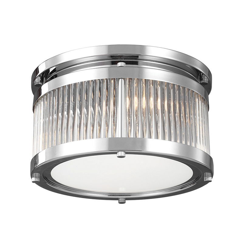 Потолочный светильник с цилиндрическим плафоном из рифленого прозрачного стекла Feiss Прозрачный Хром в Сочи | Loft Concept 