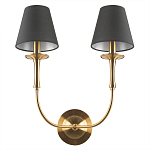 Бра с металлическим основанием бронзового цвета и 2-мя черными конусовидными абажурами Dignity варинант исполнения - 3 | Loft Concept в Сочи