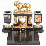 Настольный письменный набор из яшмы и долерита с декором виде льва Manager Organizer варинант исполнения - 1 | Loft Concept в Сочи