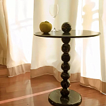 Дизайнерский журнальный стол с основанием в виде черных мраморных бусин Mybimus варинант исполнения - 1 | Loft Concept в Сочи