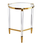 Золотой приставной столик с круглой стеклянной столешницей Weightless Table варинант исполнения - 3 | Loft Concept в Сочи