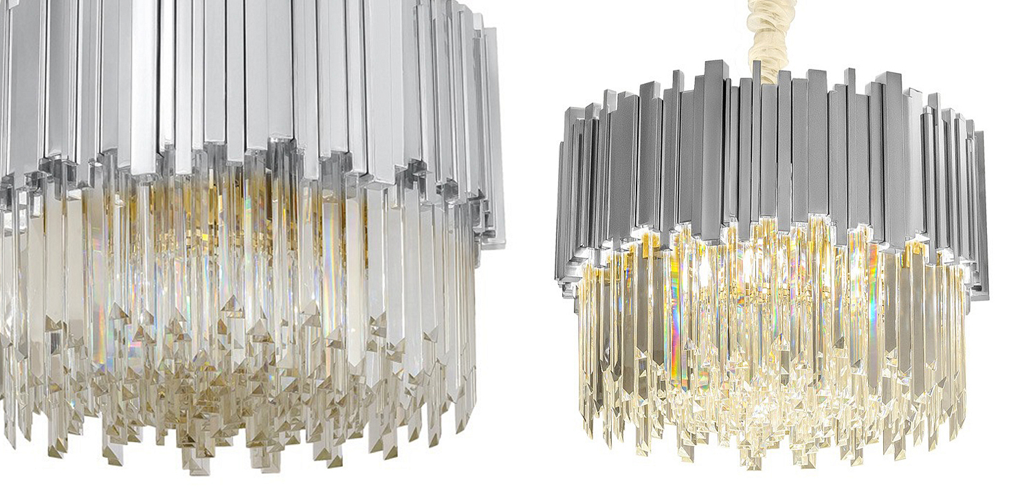 Круглая люстра Luxxu Modern Cascade Chandelier Silver Metal Glass 40 Круглая люстра Luxxu Modern Cascade Chandelier Silver Metal Glass 40 - Loft-Concept в Сочи
