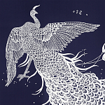 Обои ручная роспись в стиле Арт-деко Whistler Peacocks Special Colourway on Empire Blue dyed silk варинант исполнения - 1 | Loft Concept в Сочи