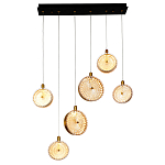 Подвесной светильник с плафонами из рельефного стекла Peony Glass Bronze Six варинант исполнения - 2 | Loft Concept в Сочи