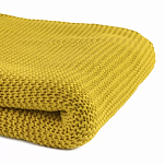 Плед из хлопка жемчужной вязки горчичного цвета Waffle Comfort варинант исполнения - 2 | Loft Concept в Сочи