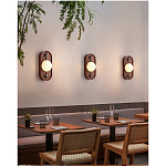 Настенный светильник овальный с деревянным основанием Wood Wall Lamp варинант исполнения - 1 | Loft Concept в Сочи