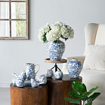 Ваза округлой формы с синим цветочным узором Blue & White Ornament  варинант исполнения - 4 | Loft Concept в Сочи