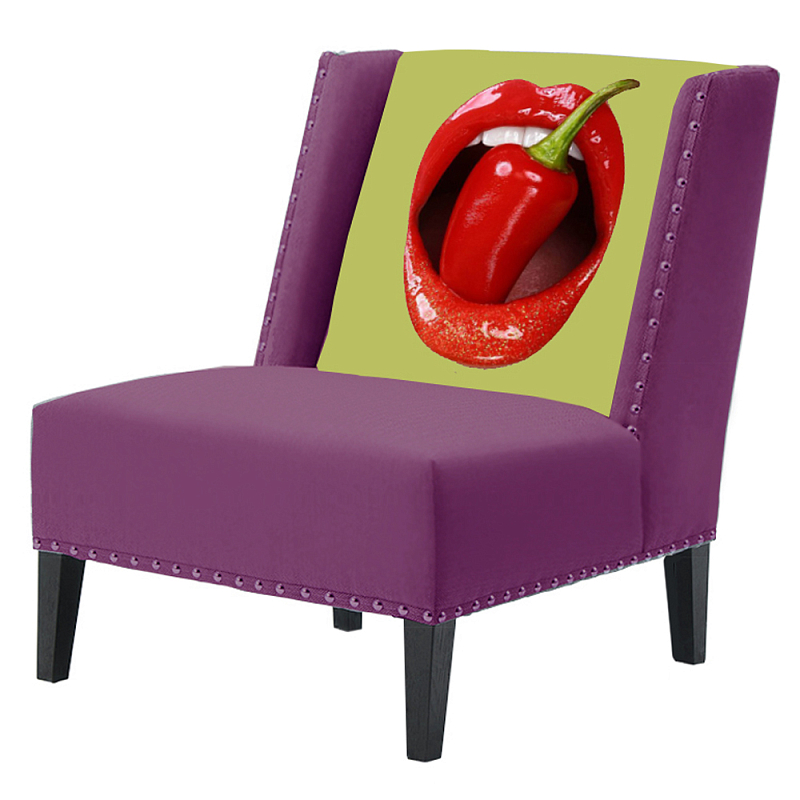 FUN Armchair "Chili Pepper" Purple  Дизайнерское кресло с цветным принтом Баклажан в Сочи | Loft Concept 