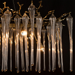 Люстра подвесная прямоугольная с бронзовыми акцентами и прозрачными стеклянными каплями Droplet Chandelier варинант исполнения - 6 | Loft Concept в Сочи