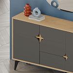 Комод цвета древесины с 3-мя дверцами и выдвижным ящиком темно-серого цвета SPARK CONSOLE OAK ANTHRACITE варинант исполнения - 3 | Loft Concept в Сочи