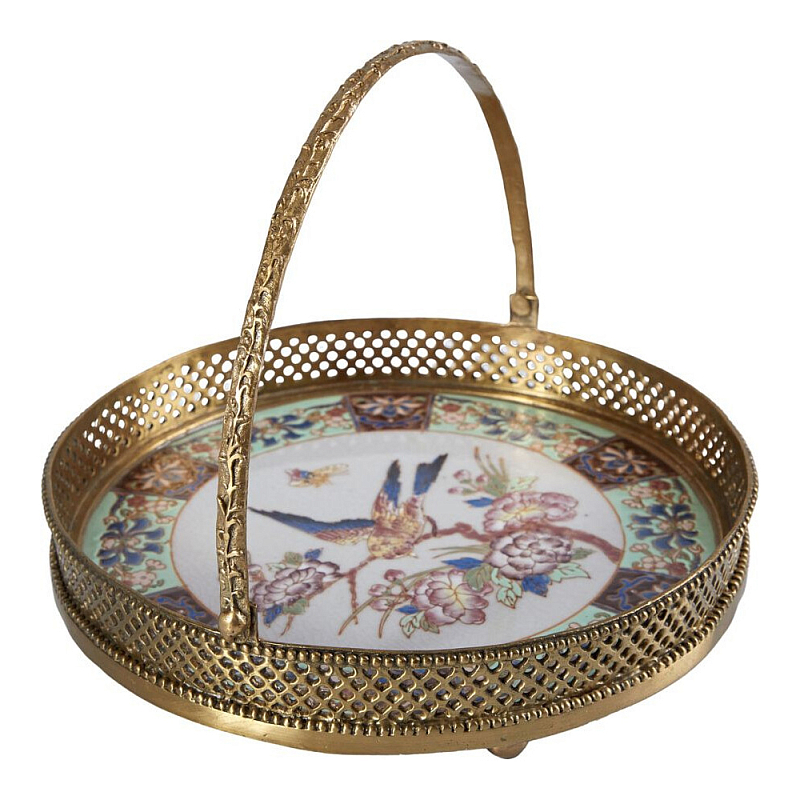 Блюдо фарфоровое с бронзовой ручкой Paradise Dish with Handle Бронза Мульти в Сочи | Loft Concept 