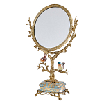 Зеркало с бронзовой подставкой в виде дерева и фарфоровыми птичками на голубом основании Eden Garden варинант исполнения - 1 | Loft Concept в Сочи