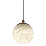 Подвесной светильник с шарообразным плафоном из белого алебастра Cryptocrystalline Stone варинант исполнения - 1 | Loft Concept в Сочи