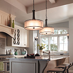 Люстра подвесная с двойным круглым плафоном из органзы и матового стекла Kichler варинант исполнения - 6 | Loft Concept в Сочи