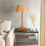 Настольная лампа со скошенным конусовидным абажуром и фигурной ножкой в цвете тик Accord Lighting варинант исполнения - 7 | Loft Concept в Сочи