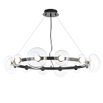 Люстра подвесная круглая с 12-ю прозрачными куполообразными плафонами и черным металлическим основанием Flos Wireline Lighting варинант исполнения - 1 | Loft Concept в Сочи