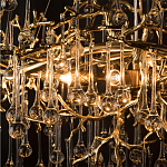 Подвесная люстра в виде ветвей деревьев золотого цвета с прозрачными подвесками-каплями 10 и 14 ламп Droplet Chandelier варинант исполнения - 6 | Loft Concept в Сочи
