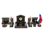 Настольный письменный набор с часами из природного камня обсидиана Peace Contract варинант исполнения - 1 | Loft Concept в Сочи