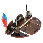 Настольный письменный набор с часами из природного камня обсидиана Oval Office варинант исполнения - 2 | Loft Concept в Сочи