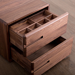 Прикроватный столик деревянный с 2-мя ящиками Moon Walnut Furniture варинант исполнения - 5 | Loft Concept в Сочи