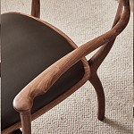 Стул деревянный с мягким сиденьем из коричневой натуральной кожи Moon Walnut Furniture варинант исполнения - 7 | Loft Concept в Сочи